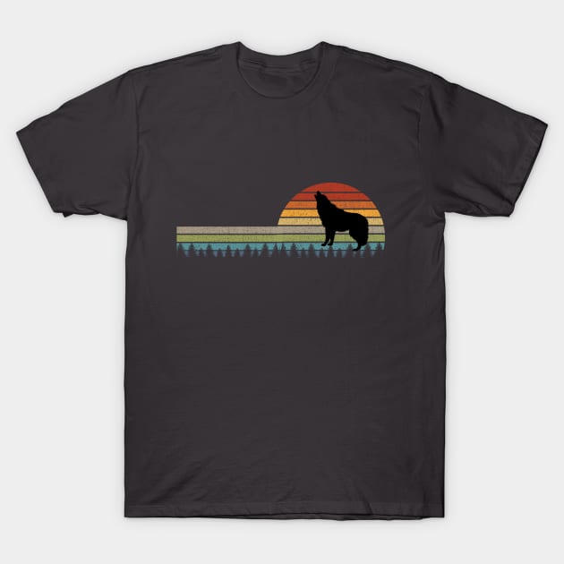 Wolf Howling Retro T-Shirt by outrigger
